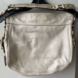COACH leather bag, Champagne & Gold color.